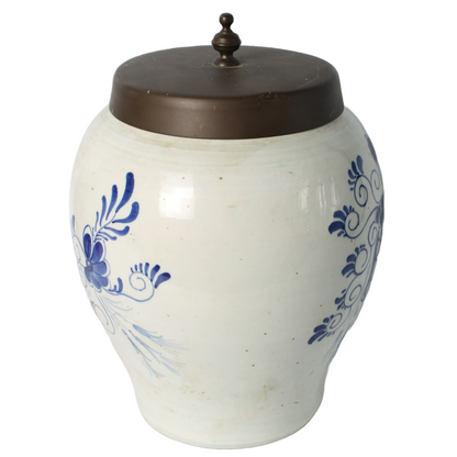 Antique Tobacco Jar VARINAS | Oldenkott Weesp Aº 1760 | Delft Blue Pottery with