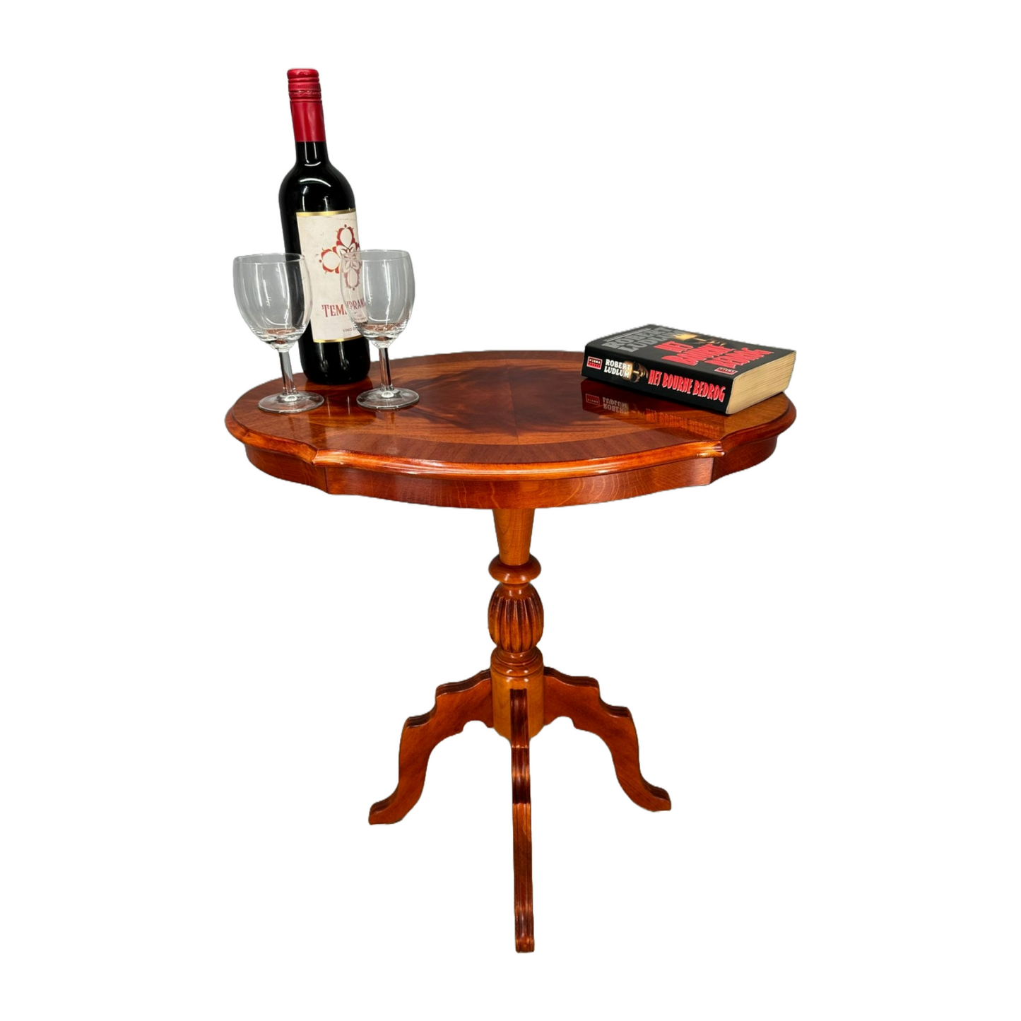 Vintage French Wine or Side Table, Handcrafted, 1950s, Elegant Wood Grain Patter