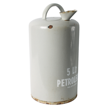 Antique Enamelled 5-Litre Petroleum Can, Industrial Decor, 20th Century