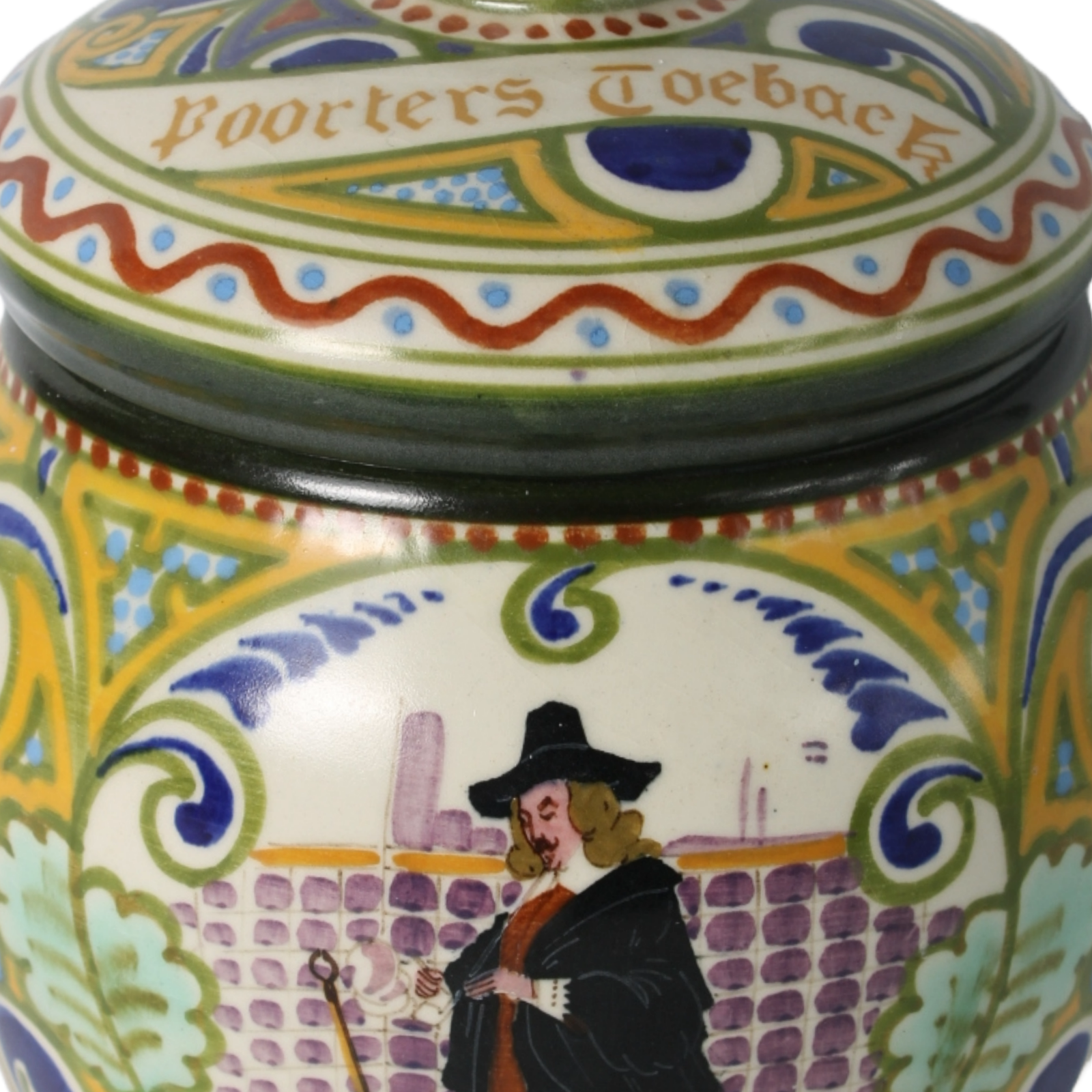 Antique Tobacco Jar Poorters Toeback | Ivura Gouda | Gouda pottery | Art Deco |