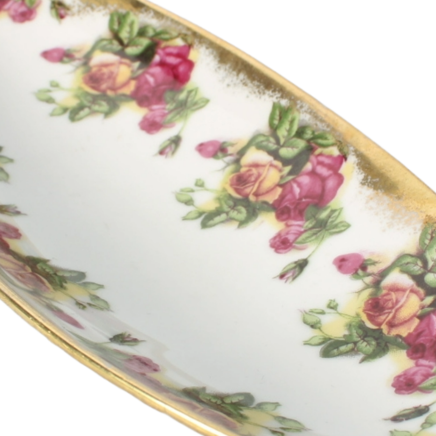 Vintage Saji Japan Fine China Rose Pattern Serving Set with Gold Trim - 4-Piece