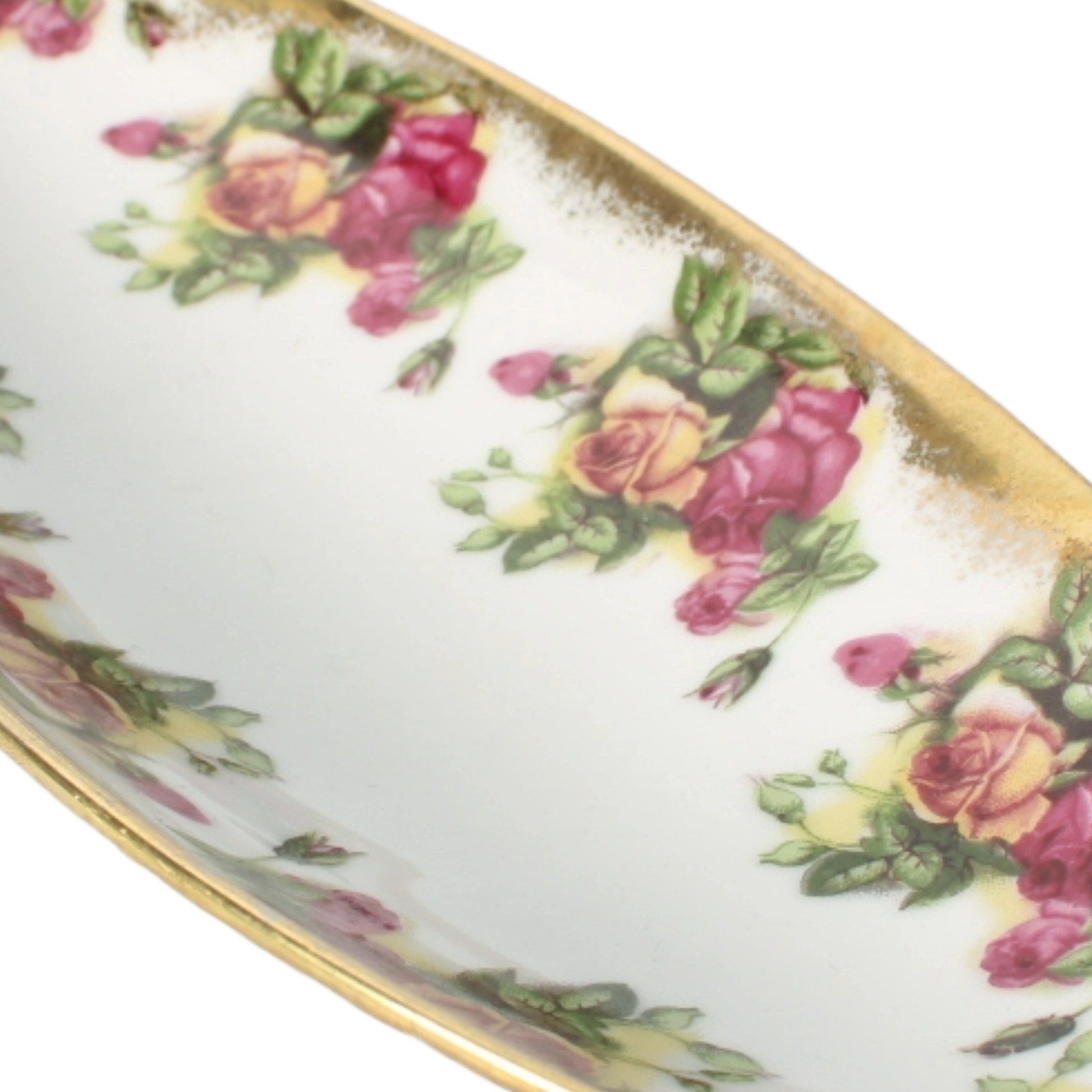 Vintage Saji Japan Fine China Rose Pattern Serving Set with Gold Trim - 4-Piece