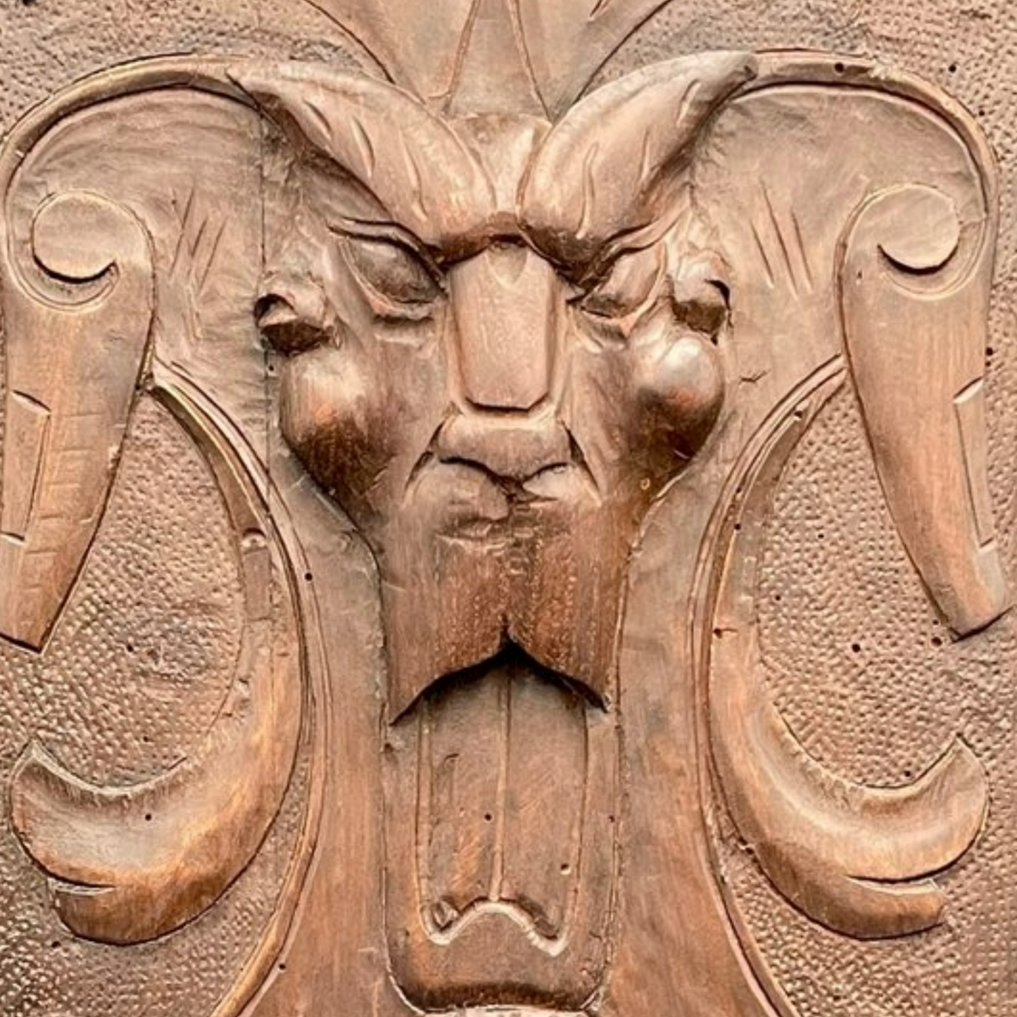 Antique French Hand-Carved Wood Panel with Gothic Baroque Lucifer Relief