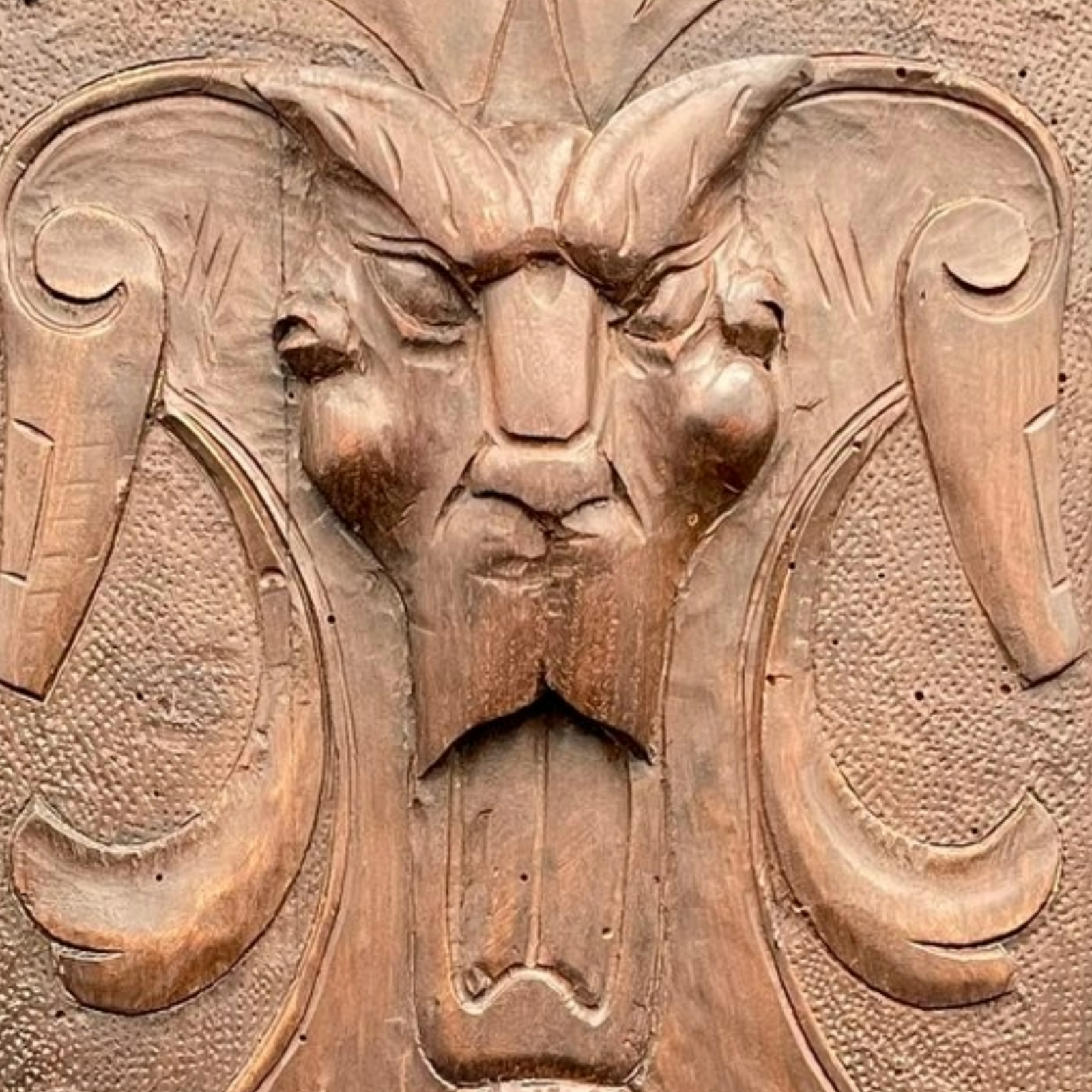 Antique French Hand-Carved Wood Panel with Gothic Baroque Lucifer Relief