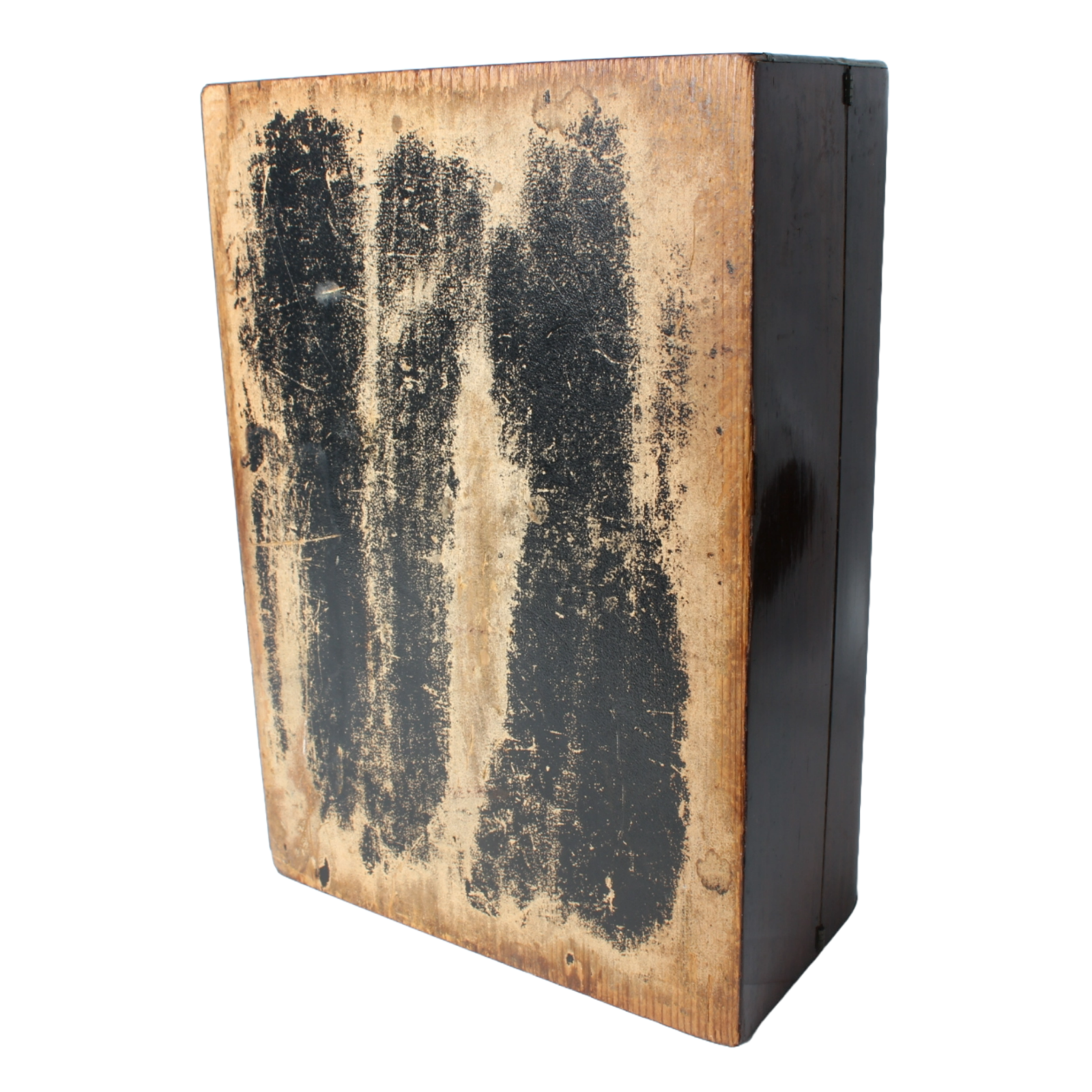 Antique Writing Slope – Wooden 19th Century Writing Box with Purple Velvet Inter