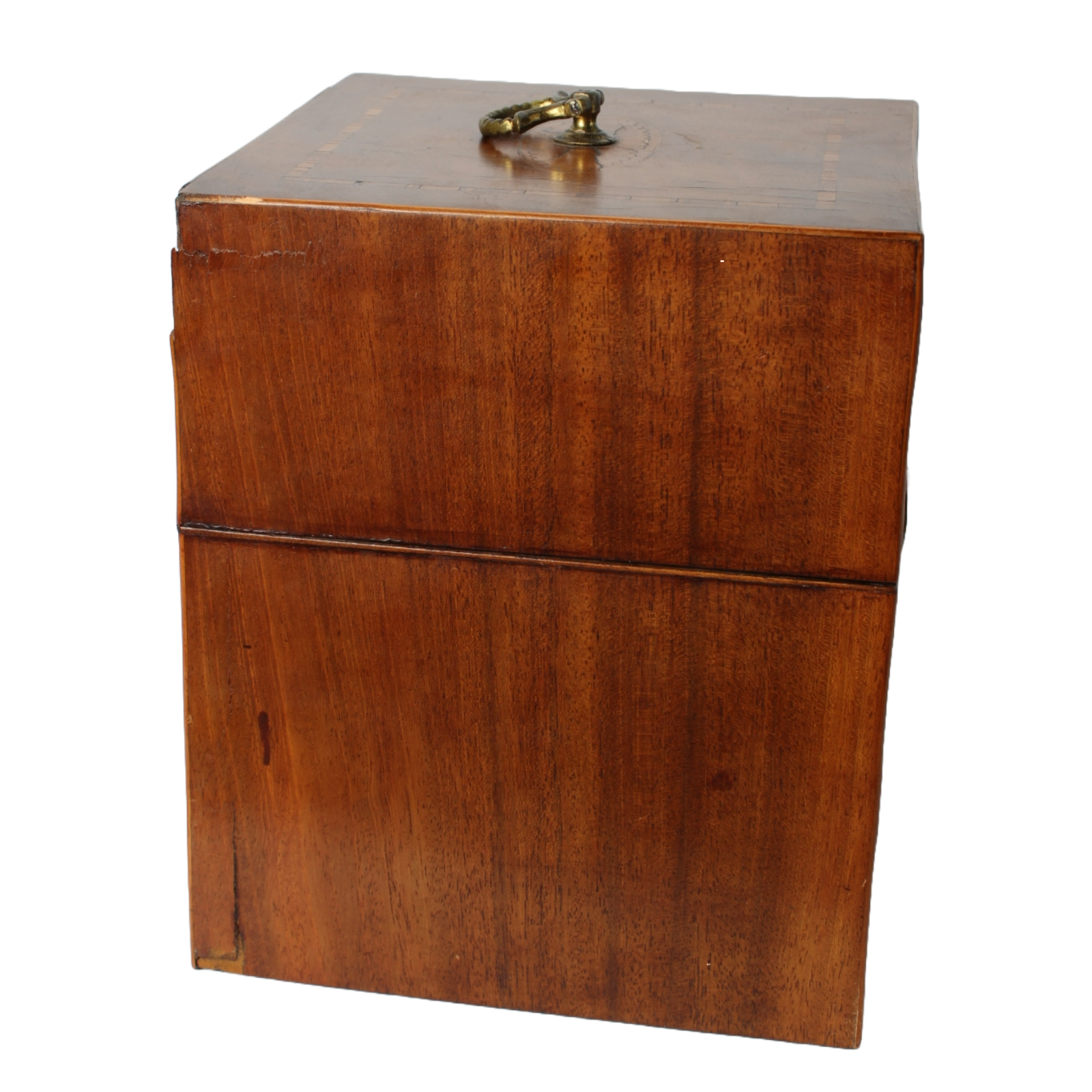 Antique Mahogany Liquor Caddy | 19th-Century Box with Crystal Decanters & Gold