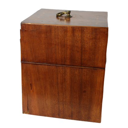 Antique Mahogany Liquor Caddy | 19th-Century Box with Crystal Decanters & Gold