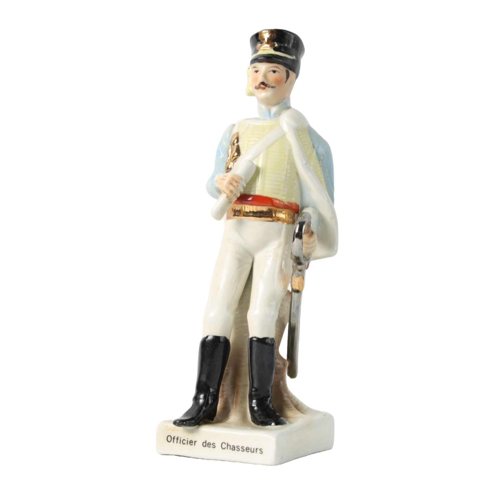 Hand-Painted Porcelain Figurine of Napoleonic Officer, 1920-1940