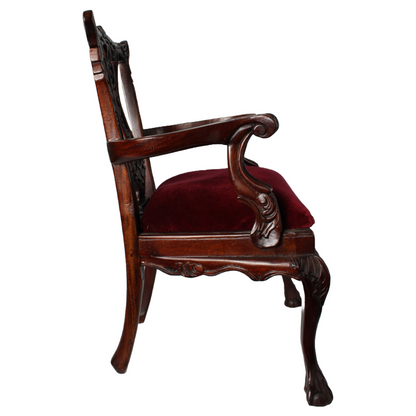 Unique vintage doll in velvet miniature Chippendale chair | Large scale |
