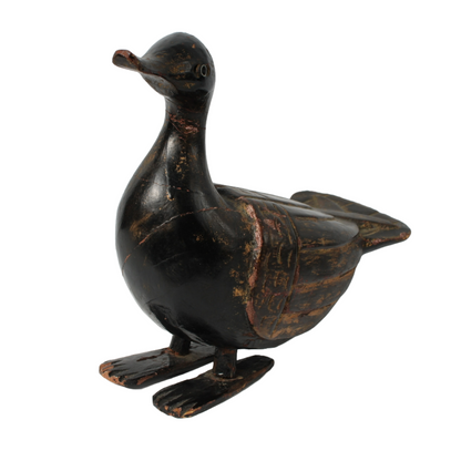 Handmade Wooden Mandarin Duck Sculpture - Traditional Chinese Folk Art