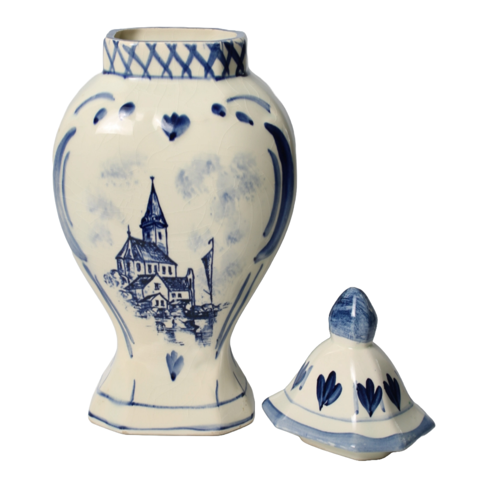 Authentic Delft Blue Lidded Vase - Hand-Painted - 20th Century Masterpiece