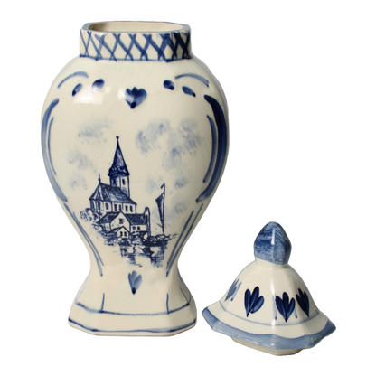 Authentic Delft Blue Lidded Vase - Hand-Painted - 20th Century Masterpiece