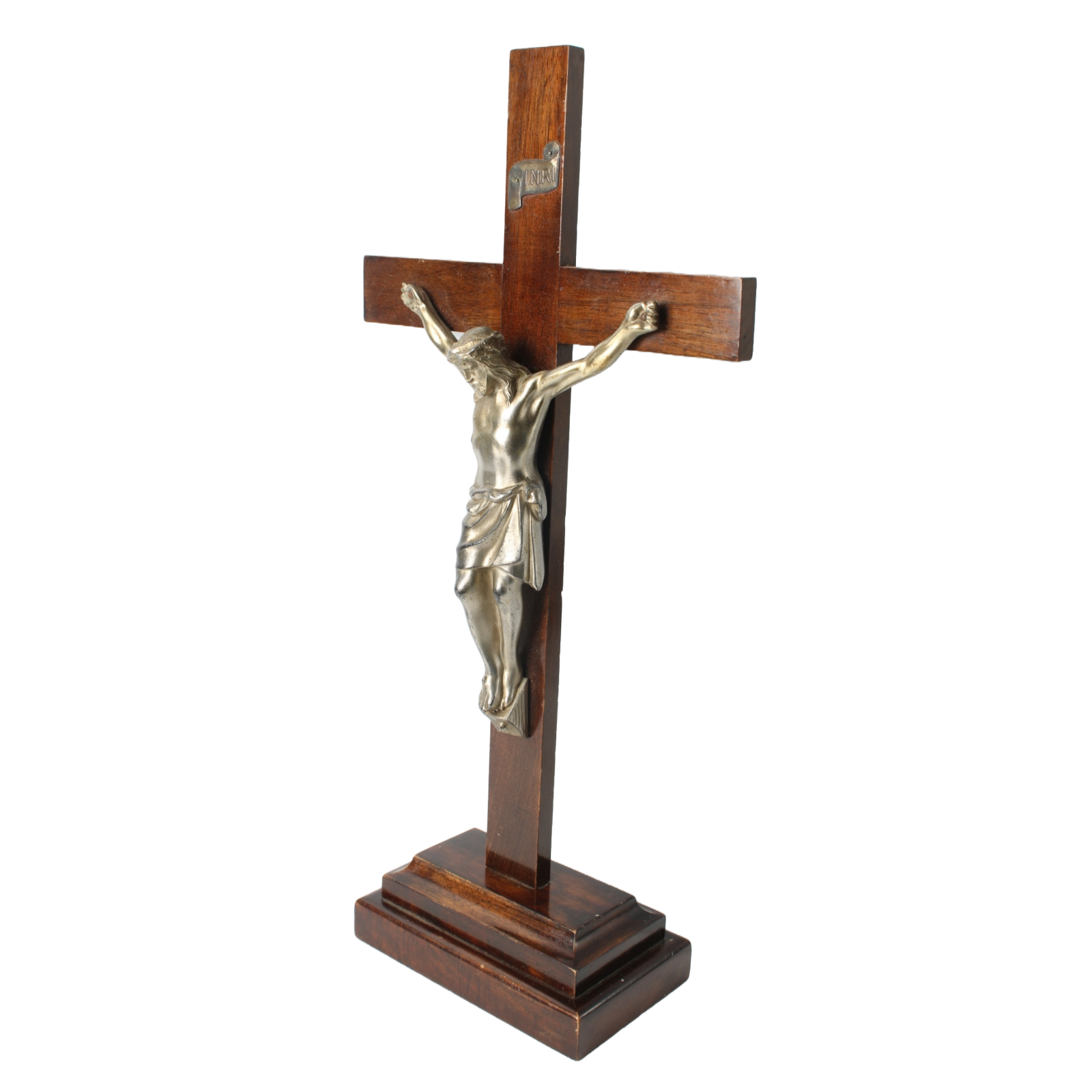 Antique Wooden Crucifix with Base – Dated 24-11-1940 – Religious Object