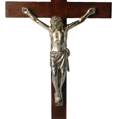 Antique Wooden Crucifix with Base – Dated 24-11-1940 – Religious Object