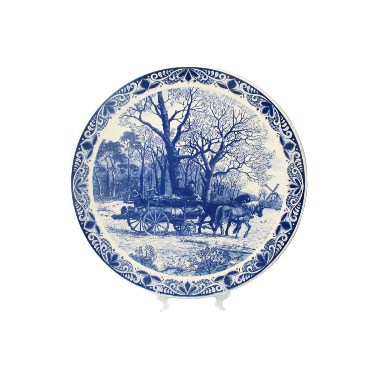 Vintage XL Delft Blue Wall Plate with Winter Landscape, Chemkefa, 1969-1980