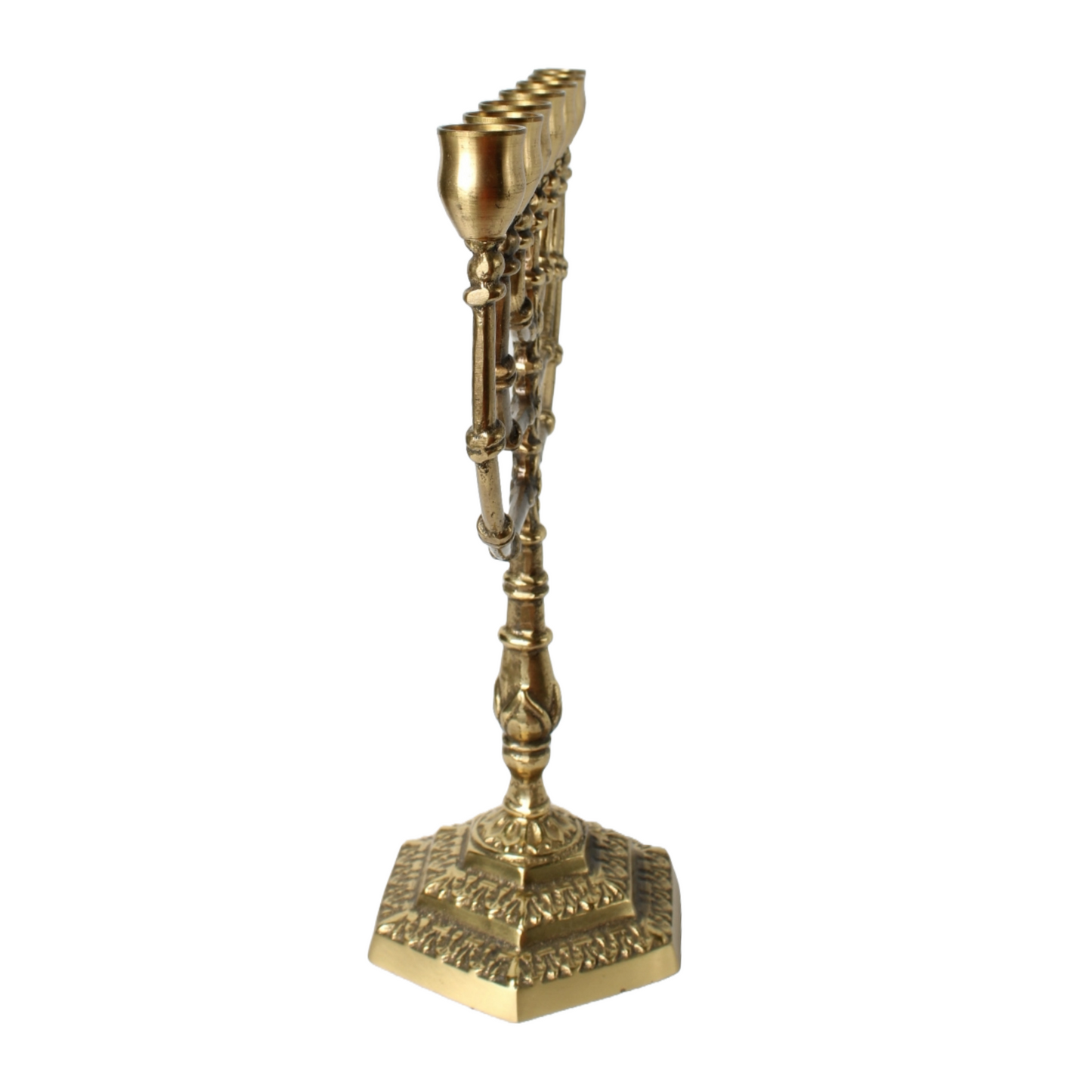 Antique Brass Menorah | Jewish Seven-Branched Candelabrum | Religious Judaica