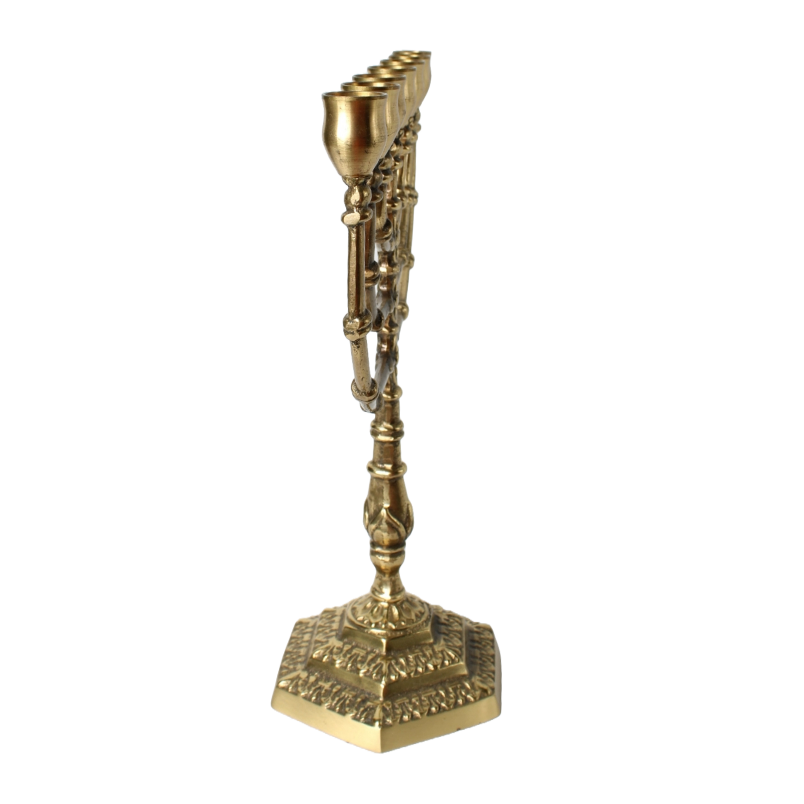Antique Brass Menorah | Jewish Seven-Branched Candelabrum | Religious Judaica