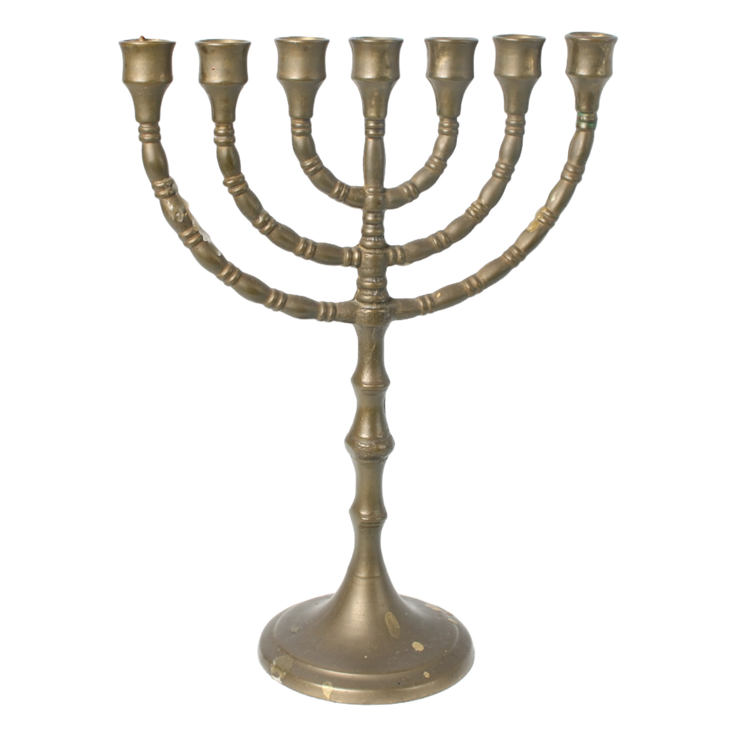 Vintage Brass 7-Arm Menorah from Israel, Judaica Candlestick, Jerusalem