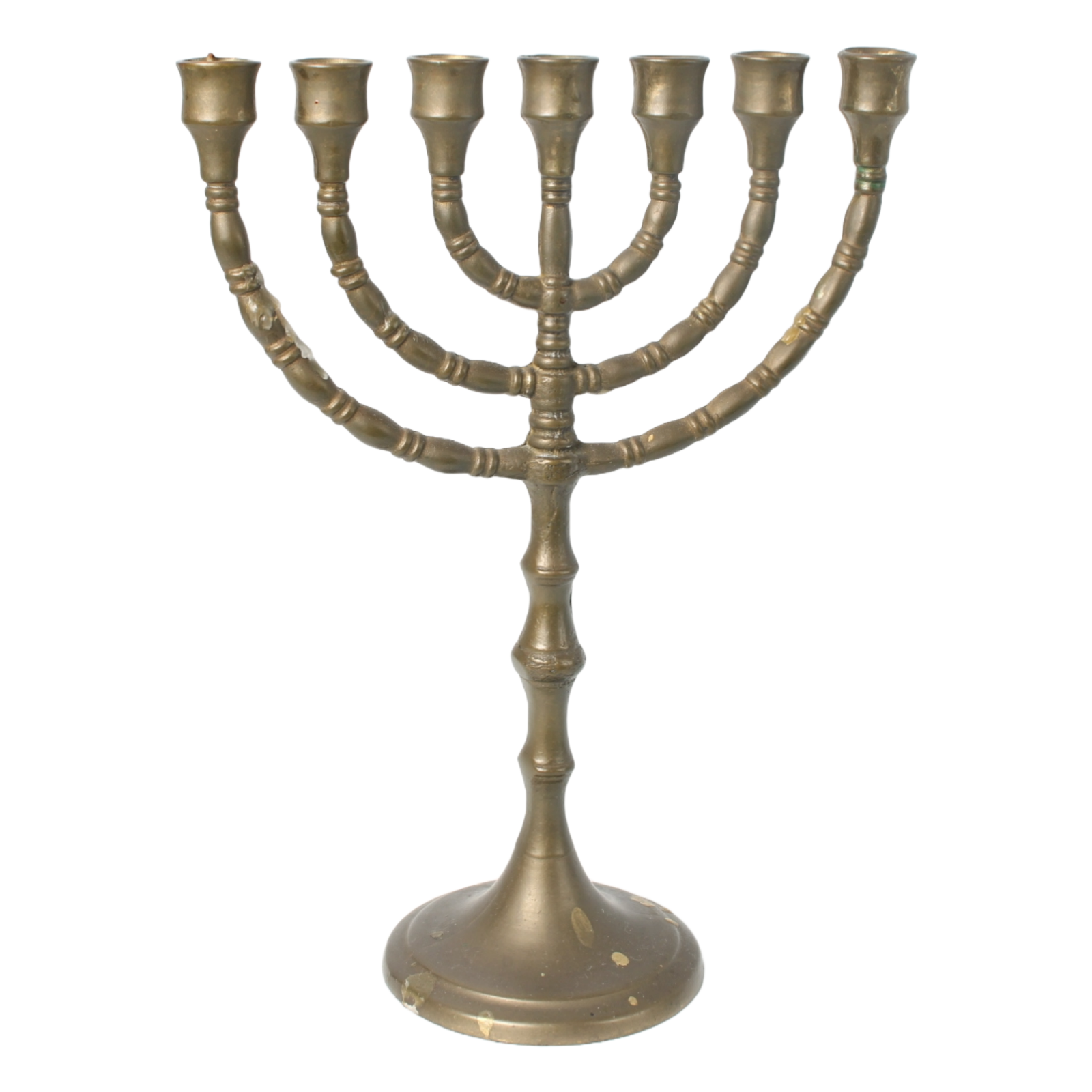 Vintage Brass 7-Arm Menorah from Israel, Judaica Candlestick, Jerusalem