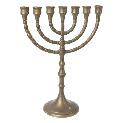 Vintage Brass 7-Arm Menorah from Israel, Judaica Candlestick, Jerusalem