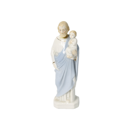 Hand-Painted Porcelain Saint Joseph Statue with Child Jesus - Dated 2006