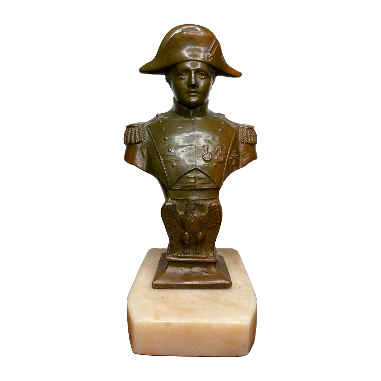 Signé Goyeau - Bust of Napoleon Bonaparte - 18 cm - Marble, Spelter, Patinated B