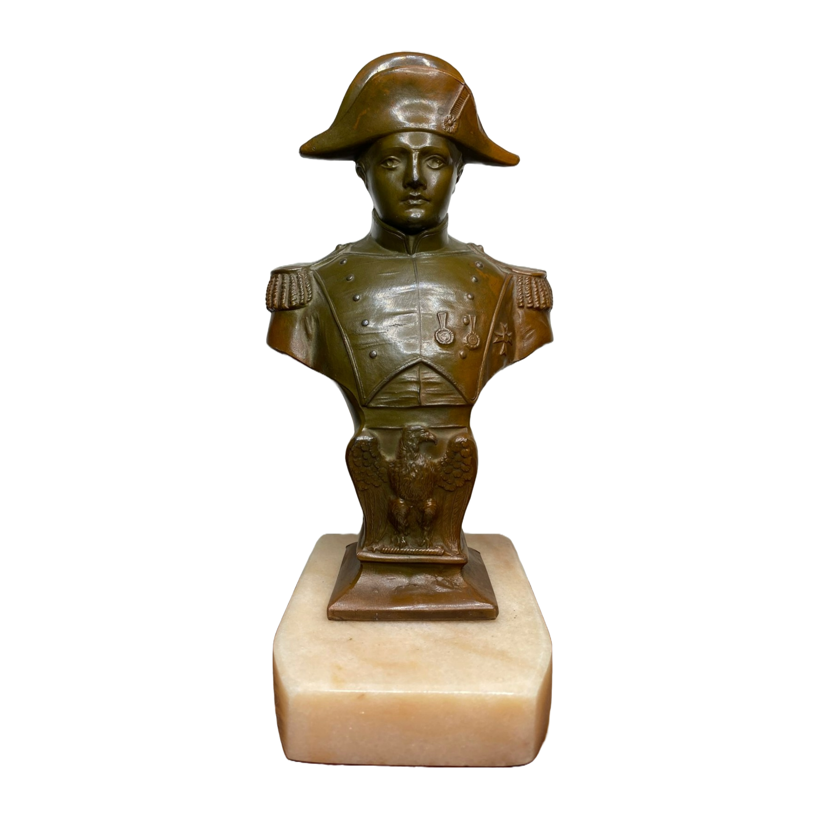 Signé Goyeau - Bust of Napoleon Bonaparte - 18 cm - Marble, Spelter, Patinated B