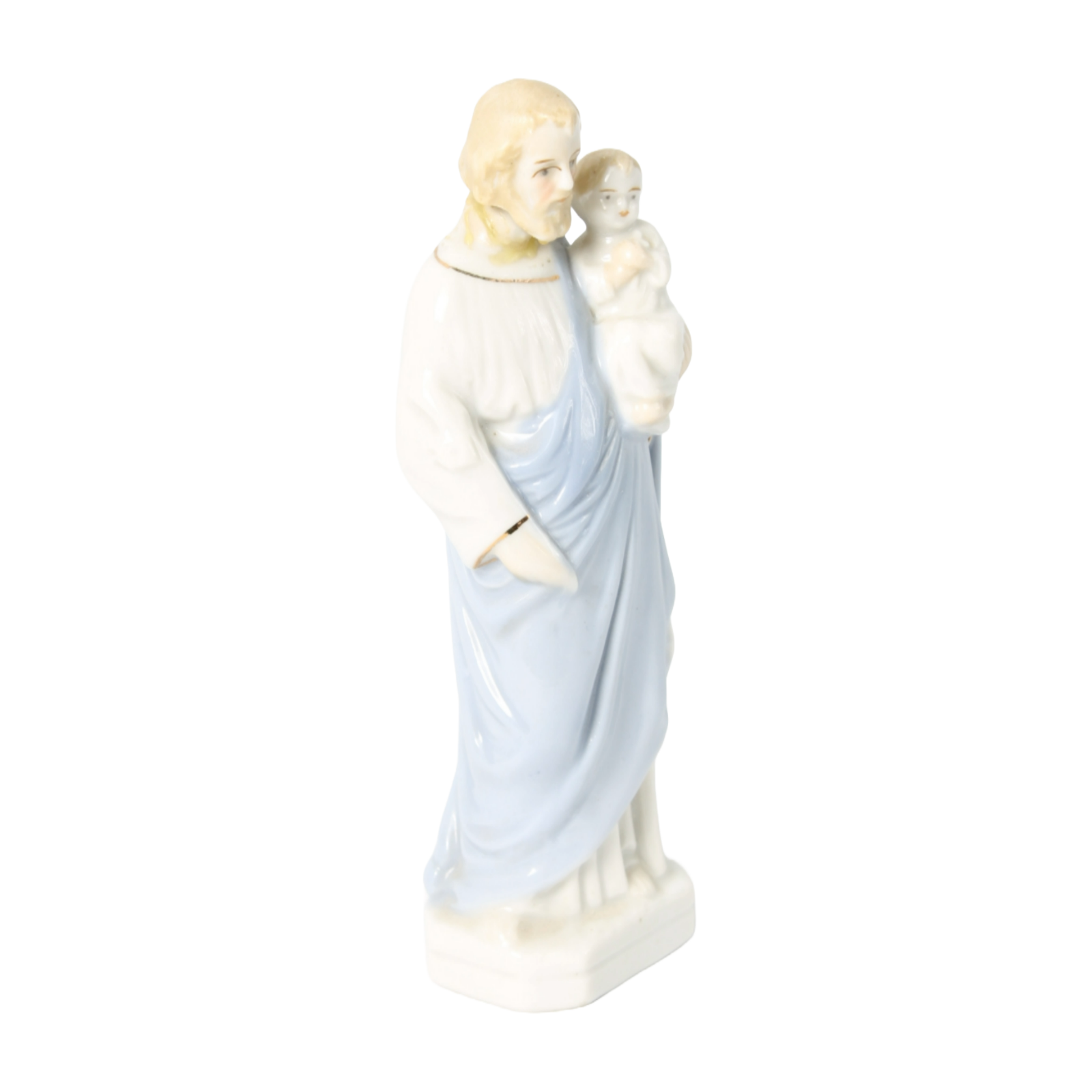 Hand-Painted Porcelain Saint Joseph Statue with Child Jesus - Dated 2006