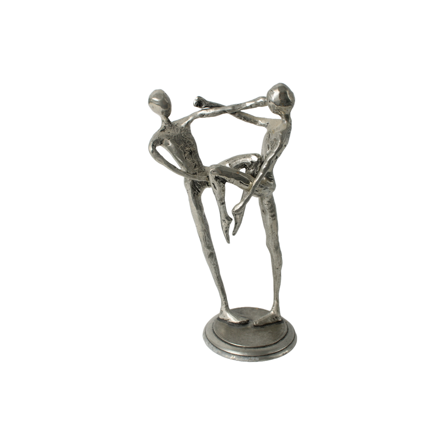 Abstract Pewter Sculpture – Two Dancing Figures, Dynamic Design