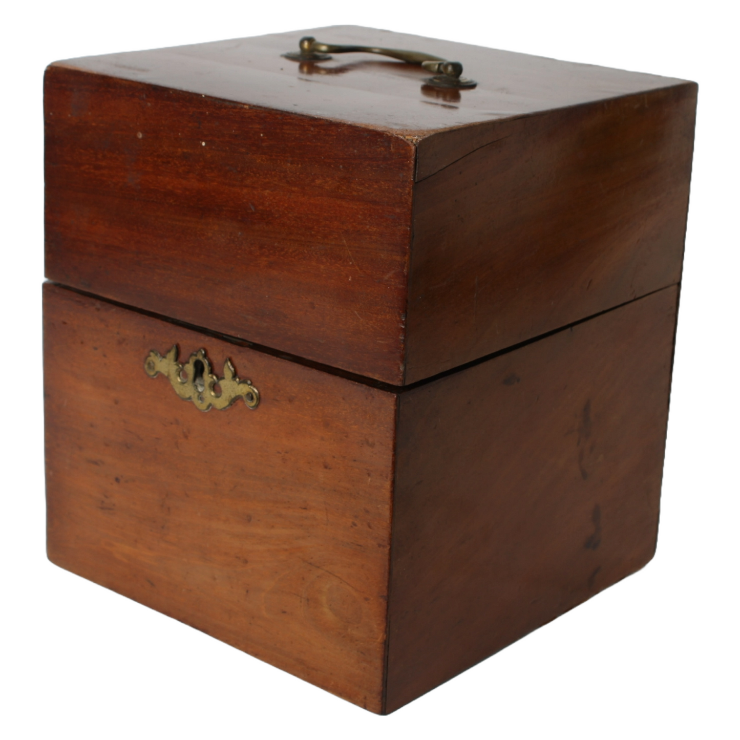 Antique Wooden Tantalus Liquor Box with Four Hand-Blown Decanters – ca. 1850