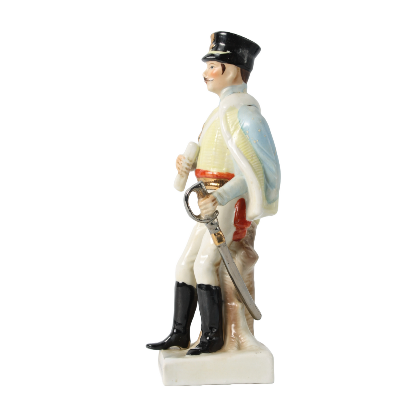 Hand-Painted Porcelain Figurine of Napoleonic Officer, 1920-1940