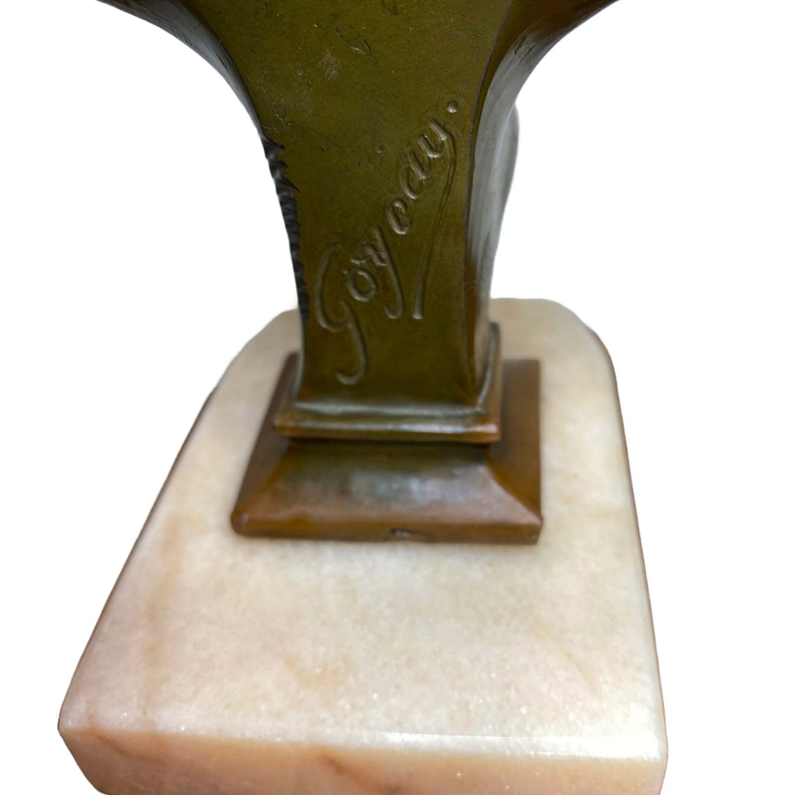 Signé Goyeau - Bust of Napoleon Bonaparte - 18 cm - Marble, Spelter, Patinated B