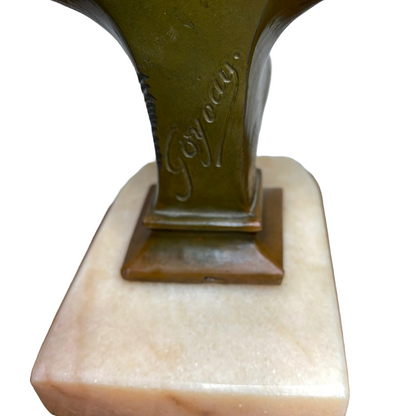 Signé Goyeau - Bust of Napoleon Bonaparte - 18 cm - Marble, Spelter, Patinated B