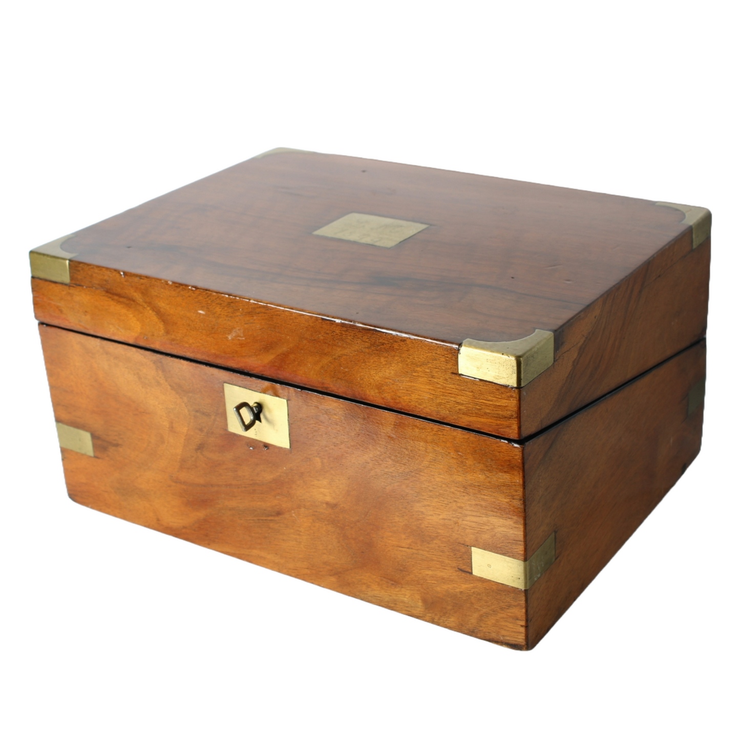 Antique Wooden Writing Box | Brass Details and Inscription | 1899 | Mahogany