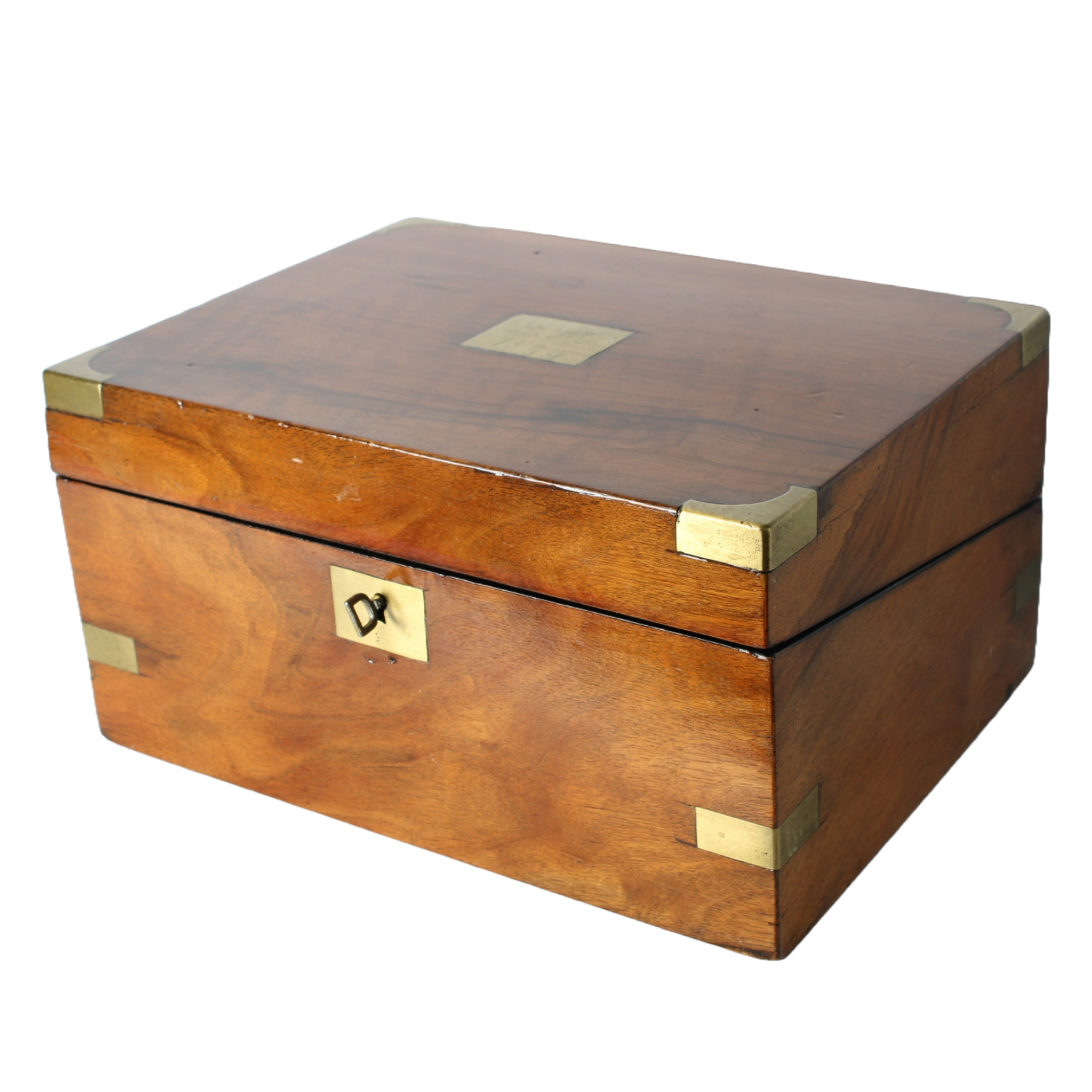 Antique Wooden Writing Box | Brass Details and Inscription | 1899 | Mahogany