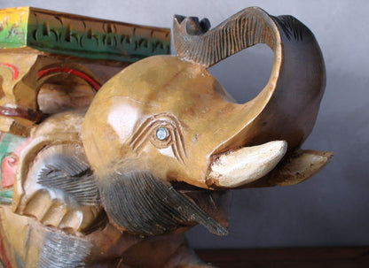 Unique Hand-Carved Elephant Plant Stand/Side Table - Symbol of Good Luck