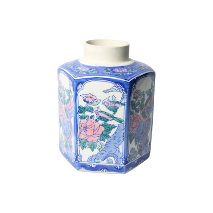 Beautiful Hand-Painted Vase in Chinese Style - Colorful Birds and Floral Motif -