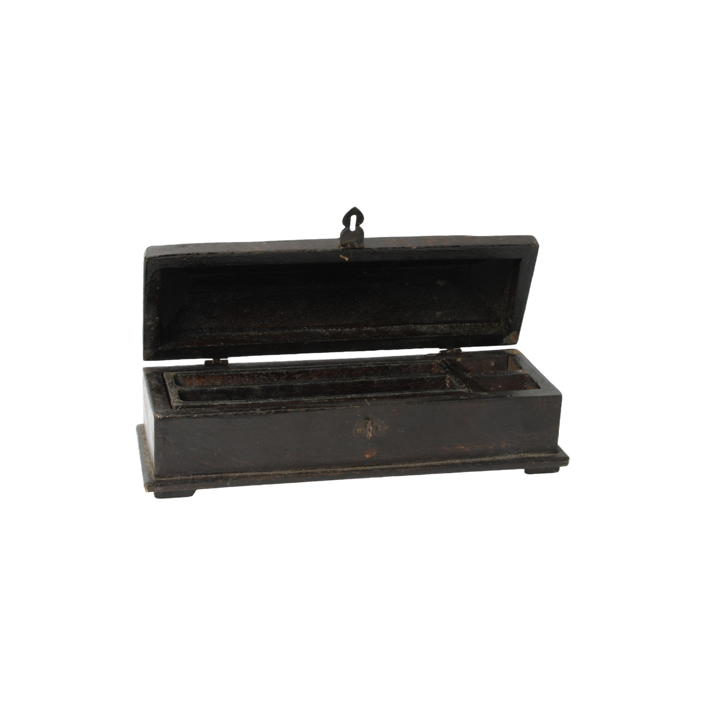 Antique Writing Box for Two Pens - Classic Wooden Pen Holder