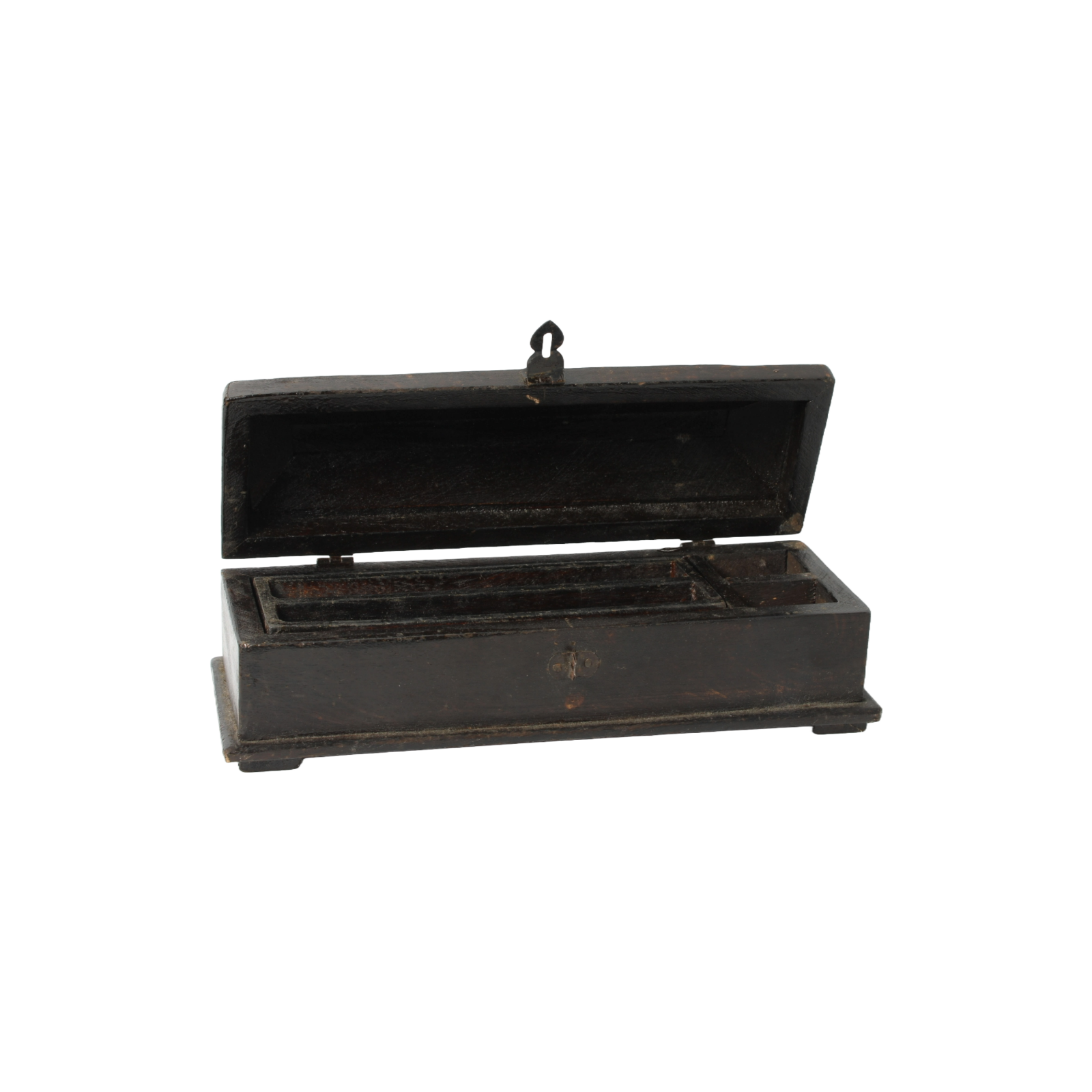 Antique Writing Box for Two Pens - Classic Wooden Pen Holder