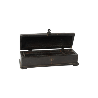 Antique Writing Box for Two Pens - Classic Wooden Pen Holder