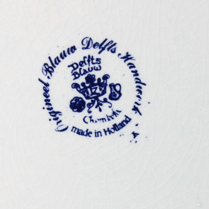 Large Hand-Painted Chemkefa Delft Blue Plate with Horse and Carriage Scene