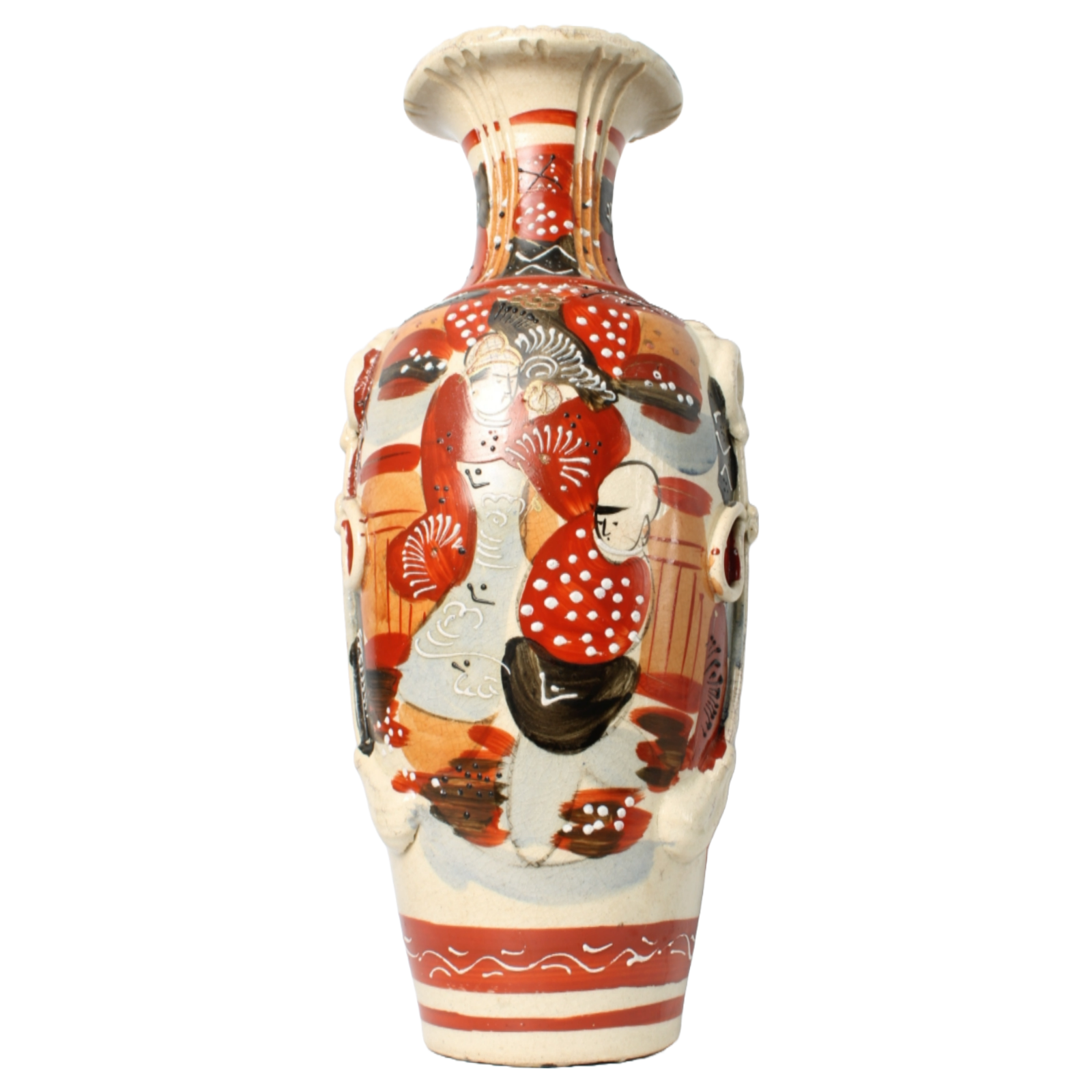 Set of Four Hand-Painted Japanese Satsuma Vases, Late 19th to Early 20th Century