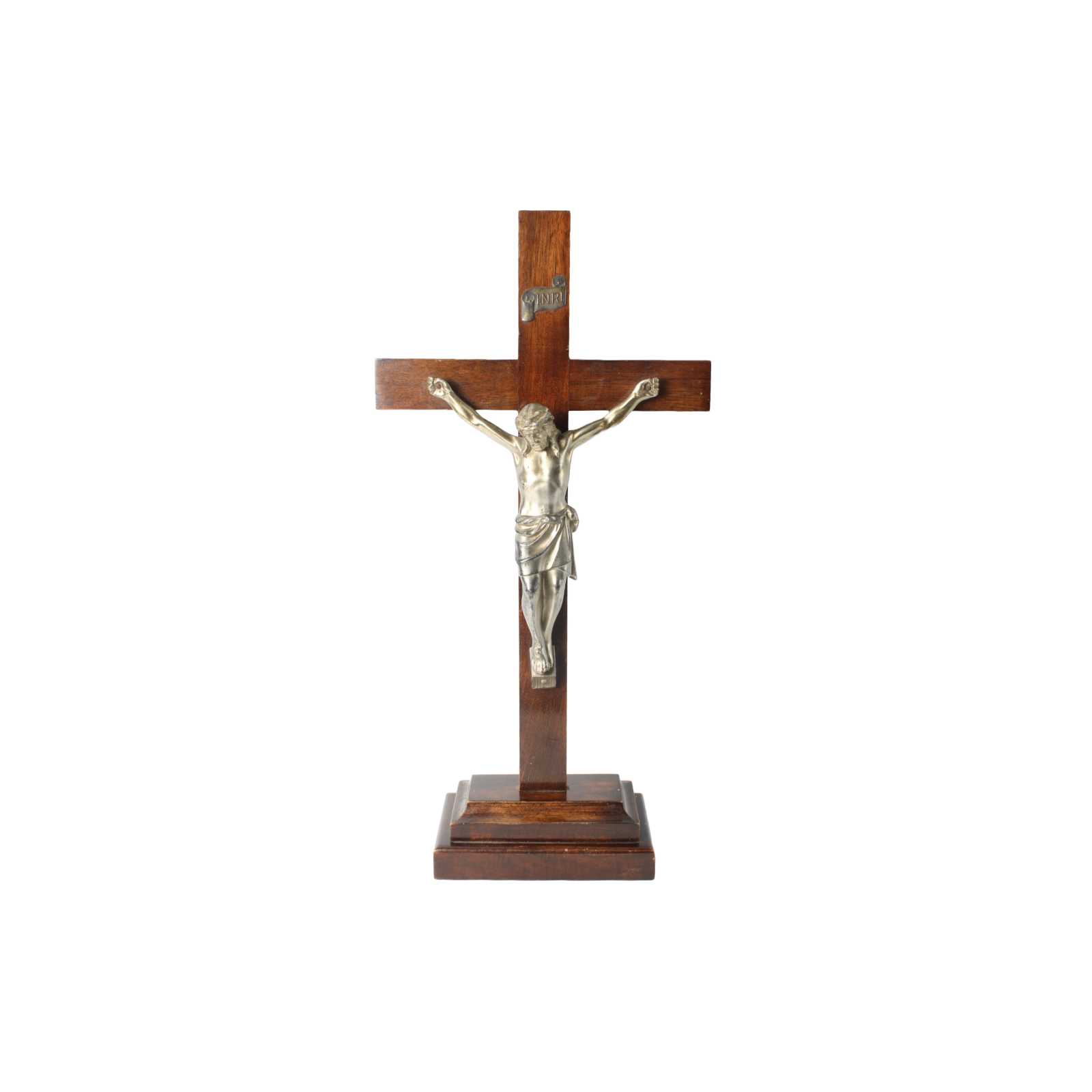 Antique Wooden Crucifix with Base – Dated 24-11-1940 – Religious Object