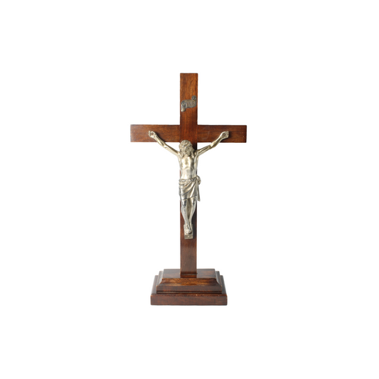 Antique Wooden Crucifix with Base – Dated 24-11-1940 – Religious Object