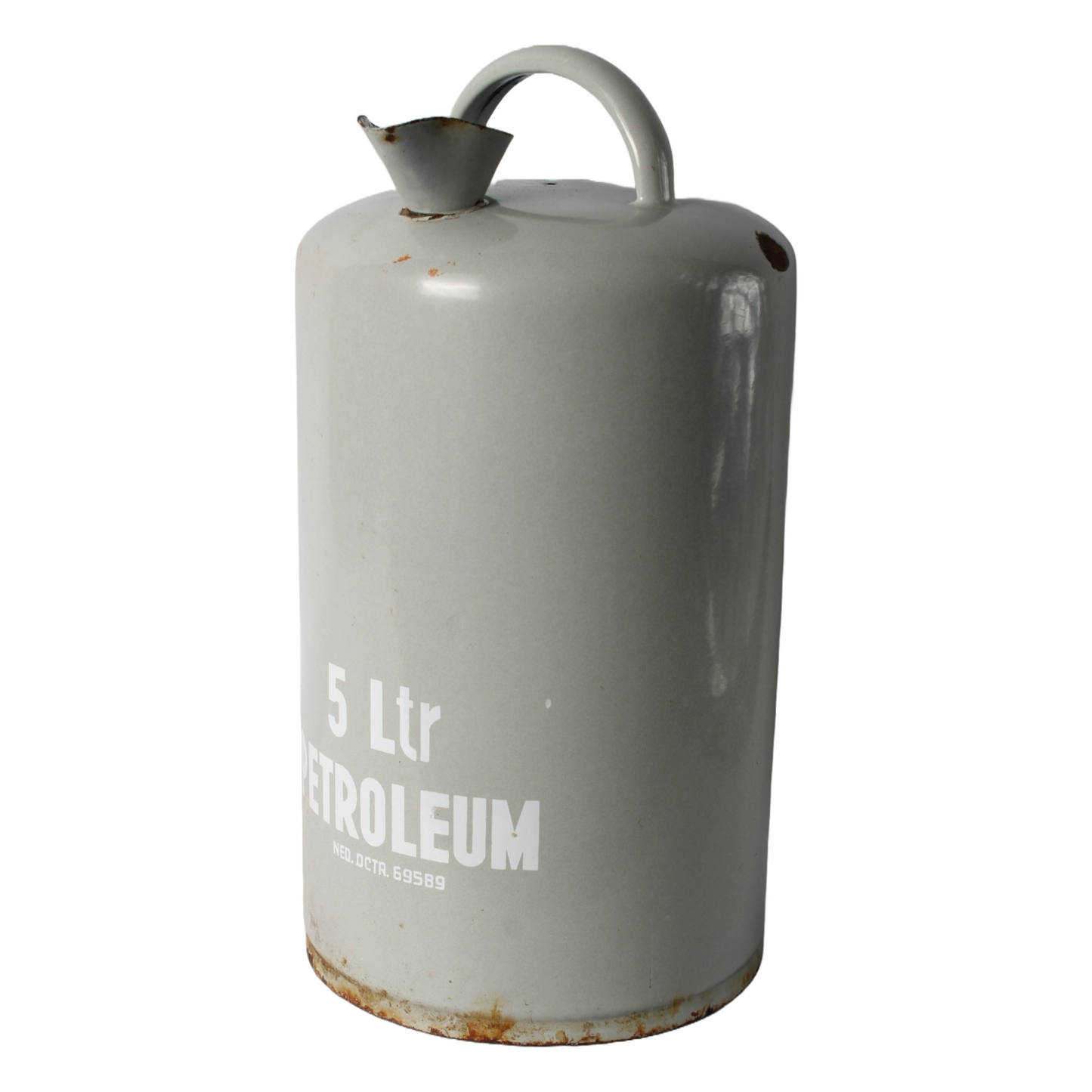 Antique Enamelled 5-Litre Petroleum Can, Industrial Decor, 20th Century
