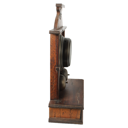 Antique Wooden Mechanical Alarm Clock with Double Bell, Drawer and Pendulum
