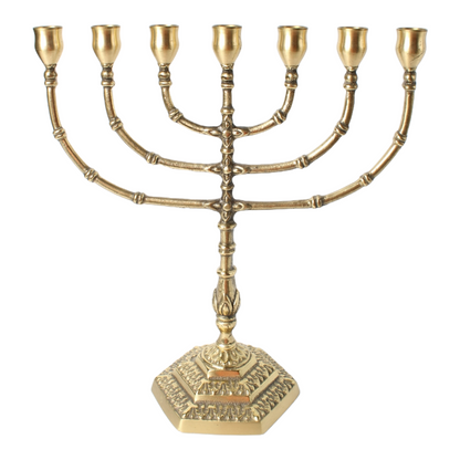 Antique Brass Menorah | Jewish Seven-Branched Candelabrum | Religious Judaica