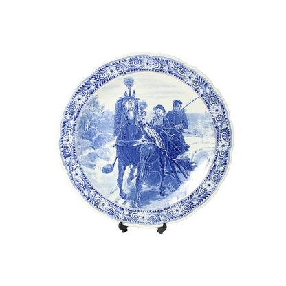 Authentic Royal Sphinx Delft Blue Wall Plate, Hand-Painted Winter Scene, 38cm