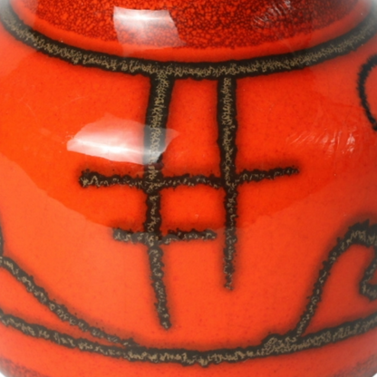 Vintage Flora Ceramics Vase in Mid-Century Style – Red-Orange with Yellow