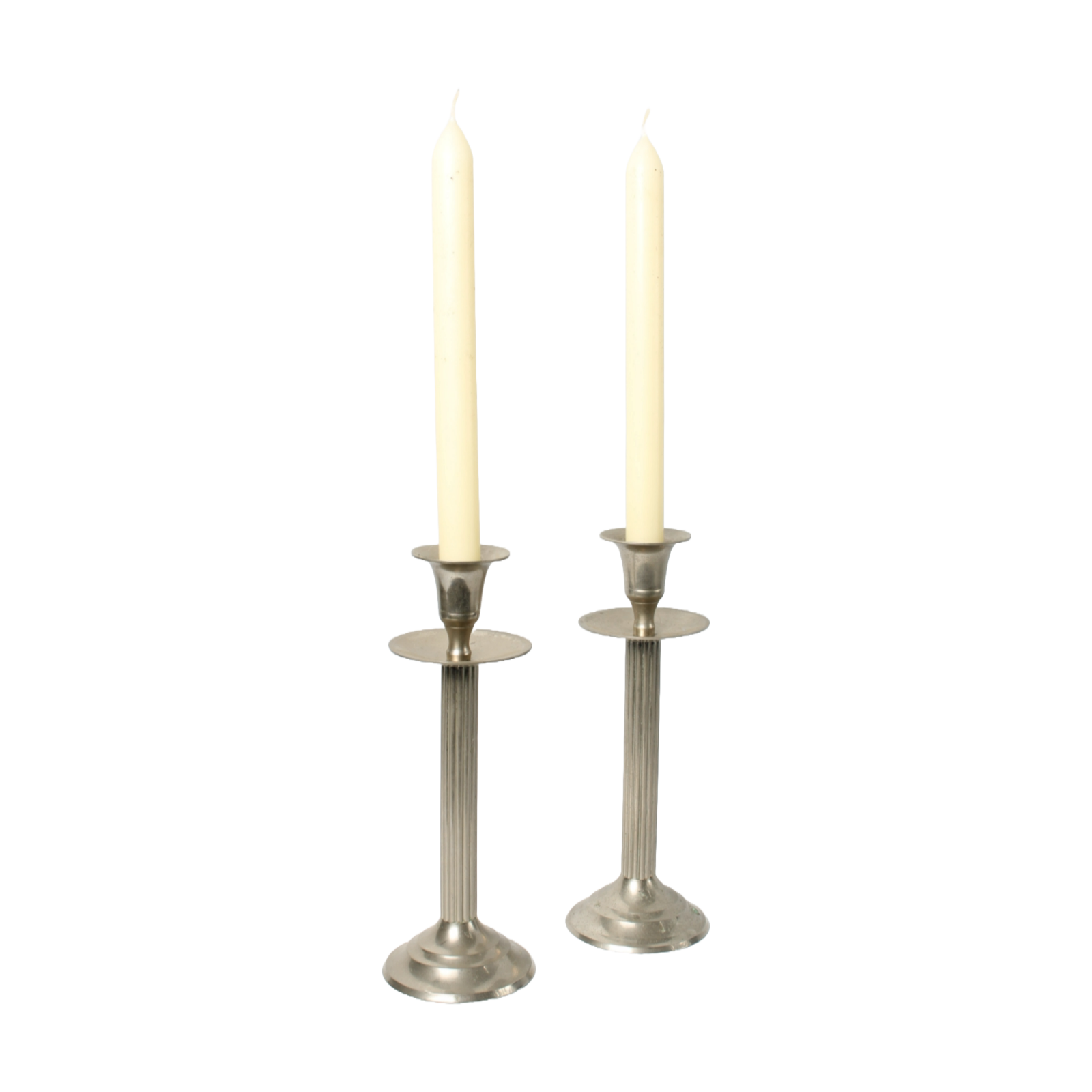 Elegant Pair of Silver-Colored Candle Holders - Classic Design - Timeless